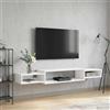 Vevorizon Mobile TV da parete, bianco, 180 x 28 x 21 cm, con 3 ripiani aperti, per soggiorno, camera da letto, cucina e bagno, salvaspazio, design sospeso, robusto materiale in legno