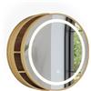 Vicco Specchio contenitore bagno Silva, Bambù, 50 x 50 cm | Illuminazione LED · Illuminazione LED · Specchio rotondo · Prodotti per la cura a portata di mano · Sopra il lavabo