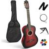 AMROVA - Set Chitarra Classica 4/4 Adulti Mancino + Borsa, Tracolla, Capotasto, Corde, 6 Plettri - Consegnata Accordata (Rosso, 4/4, Mancino)