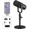 FDUCE SL40W - Microfono con supporto da tavolo per video social media (2,4