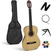 AMROVA - Set Chitarra Classica 3/4 Bambini 8-12 anni Mancino + Borsa, Tracolla, Capotasto, Corde, 6 Plettri - Consegnata Accordata (Naturale, 3/4, Mancino)