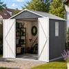 RAPRAP Casetta Giardino In Lamiera 185X182X191cm Con Tetto A Due Falde, Finestra | Metall-Geräteschuppen Per Esterno, Con Pavimento Rinforzato, Adatto A Erba, Cemento E Ghiaia, Con Chiusura Di Sicurezza