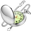Tiong Orologio da taschino vintage al quarzo liscio, classico, con catena corta, per uomo e donna, per compleanno, anniversario, Natale, festa del papà