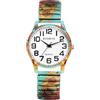 Oidea, orologio unisex elastico bohémien, al quarzo, analogico, in acciaio inox, con ninfee, girasoli, ragazze, con orecchino di perle, regalo per uomo e donna