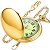 Tiong Orologio da taschino vintage al quarzo liscio, classico, con catena corta, per uomo e donna, per compleanno, anniversario, Natale, festa del papà