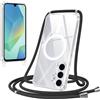 Jrkvniv Magnetica Trasparente Cover per Samsung Galaxy A16 5G con Cordino, Compatibile con Magsafe, Trasparente Ultra Sottile Silicone TPU Antiurto Custodia con Collana Laccio Rimovibile, Nero