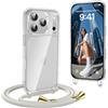 OLEPHY Trasparente Cover con Cordino per iPhone 18 Pro Max 6,9'', Beige | Custodia con Collana, Regolabile e Rimovibile,[Antiurto] [AntiGraffio] Case con Laccio Tracolla,