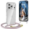 OLEPHY Trasparente Cover con Cordino per iPhone 18 Pro Max 6,9'', Oro Rosa | Custodia con Collana, Regolabile e Rimovibile,[Antiurto] [AntiGraffio] Case con Laccio Tracolla,
