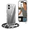 OLEPHY Trasparente Cover con Cordino per iPhone 17 6,3'', Nero | Custodia con Collana, Regolabile e Rimovibile,[Antiurto] [AntiGraffio] Case con Laccio Tracolla,