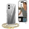 OLEPHY Trasparente Cover con Cordino per iPhone 17 6,3'', Yellow | Custodia con Collana, Regolabile e Rimovibile,[Antiurto] [AntiGraffio] Case con Laccio Tracolla,