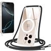 Jrkvniv Magnetica Trasparente Cover per iPhone 16 Pro con Cordino, Compatibile con Magsafe,Trasparente Ultra Sottile Silicone TPU Antiurto Custodia con Collana Laccio rimovibile per iPhone 16Pro, Nero