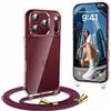 OLEPHY Trasparente Cover con Cordino per iPhone 18 Pro Max 6,9'', VinoRosso | Custodia con Collana, Regolabile e Rimovibile,[Antiurto] [AntiGraffio] Case con Laccio Tracolla,