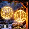Yowin 2 Pezzi Luci Natale Esterno 30CM 200 LED Sfere Luminose Natalizie con Trasformatore, Timer, Stella di Natale 8 Modalità Palla Luminosa Natalizia Gigante per Interno Balcone - Telaio Bianco
