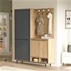 Dmora Mobile da Ingresso Komele 147x36x196h cm Nero Antracite 12 Ripiani Appendiabiti, 4 Ante