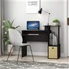 Furinno ECON Scrivania per computer con ripiani laterali, nero classico | 101,6 cm, vassoio per tastiera e contenitori, rettangolare, da ufficio e da gioco, ufficio domestico, camera da letto, studio