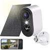 NUASI Telecamera Wi-Fi Esterno Senza Fili con Solare Batteria 2,4 GHz, 2K Visione Notturna a Colori, Rilevazione PIR, Audio a 2 Vie, IP66