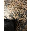 Newroom Carta da Parati TNT Nero Barocco Ornamento Damascato Soggiorno | Riflessi dorati e effetto vintage anticato, motivo floreale, tralci e foglie d'acanto, camera da letto, ingresso