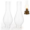 YOOMUR Vetro di ricambio per lampada a petrolio, 2 pezzi, paralume di ricambio, vetro trasparente per lampada a olio, camino, per illuminazione interna in appartamenti, uffici e ristoranti (base da 5 cm