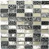 conwire Piastrelle a mosaico, in argento traslucido e rettangolare, in vetro, in stile retrò, per pareti della cucina, per rivestimento, mosaico opaco