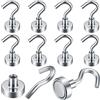 XUIIOSOOKP 10 Pz Ganci Magnetici Extra Forti per Cucina Bagno Garage | Magneti potenti neodimio con gancio per soffitto e frigorifero. Calamite potenti adesive per asciugamani, colore argento
