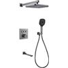 CZAOERXB Set Doccia Termostatico, Sistema Doccia Quadrato 30x20 cm Incasso, Set Rubinetto Doccia a Parete, Doccetta a 3 modalità, con Miscelatore Vasca Pieghevole 180°, Corpo in Ottone, Ant
