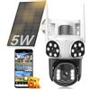 Calike 6K Telecamera Wi-Fi Esterno,Triple Obiettivo Telecamera WiFi Senza Fili con Pannello Solare,Videocamera Sorveglianza,Audio Bidirezionale,Rilevamento Umano PIR,Visione Notturna a Colori,2.4G/5GHz,IP66