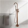 BiaoTeng Miscelatore per Vasca Freestanding Oro Rosa Spazzolato | Girevole 360 Rubinetto Vasca da Bagno con Doccetta Moderno Caldo e Freddo Ottone