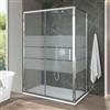 Inbagno Box Doccia Angolare 90x120 Cm Con Porta Scorrevole In Vetro Temperato Serigrafato 6 Mm, Altezza 200 Cm, Profili Cromo, Reversibile - Linea Ted