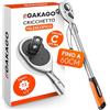 Gakago Cricchetto 1/2 Telescopico fino a 60 cm - Chiave a Cricchetto Reversibile con 72 Denti e Coppia Oltre 615 Nm - Impugnatura Estensibile 6 Posizioni, Presa Ergonomica Antiscivolo