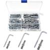 mellystore 120 ganci a vite a L con tasselli a espansione, viti a gancio, ganci ad angolo retto, ganci da parete in metallo per casa, ufficio, garage e giardino