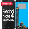 MOBILEX® Display LCD per Xiaomi Redmi Note 4 (MediaTek Helio X20) / Redmi Note 4X MediaTek | Frontale Nero | Schermo + Touch | Un Solo Flat | Risoluzione Originale | Senza Frame | Ricambio OEM