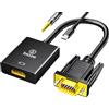 biaze ZH32 - Adattatore VGA a HDMI, 1080P 60Hz per laptop, PC, monitor TV, proiettore, cavo di collegamento dorato