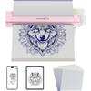 MUNBYN ITP05S Stampante Stencil Tattoo Bluetooth con 10 Fogli A4 di Carta Transfer, Stampante Termica Tattoo Portatile per Android, iOS, macOS e Windows, per Studi Tattoo e Appassionati, Rosa