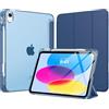 MoKo Custodia per iPad (A16) 11a Generazione 11 Pollici 2025, iPad 10a Generazione 10,9 2022 con Portapenna, iPad 10a Gen Cover Trifold Sottile Leggera con Retro PC Rigido Traslucido, Denim