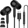 Rpanle Cuffie con Filo Auricolari USB C In-Ear con Microfono, Nero | Hi-Fi Stereo Auricolari con Filo con Controllo del Volume per iPhone 17 16 15 Pro