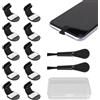 JYYWTSI 10 Tappi USB C Antipolvere Autoadesivi in Silicone, 2 Spazzole | Kit pulizia USB C con tappi anti perdita in silicone, 2 spazzole e scatola di conservazione per porte Type C