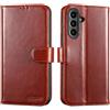 LENSUN Cover in Pelle Vera per Samsung Galaxy A56- Marrone Scuro | Telefono Cover in Vera Pelle [RFID Blocking] Libro con Portafoglio Slot Porta Carte Flip Custodie Cuoio