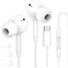 Rpanle Cuffie con Filo Auricolari USB C In-Ear con Microfono, Bianca | Hi-Fi Stereo Auricolari con Filo con Controllo del Volume per iPhone 17 16 15 Pro