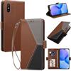 Generico DayQiQiPu Custodia per Xiaomi Redmi 9A/Redmi 9AT (6,53 Pollici) Cover in Pelle PU con Colori Dopamina Custodia a Portafoglio Ribaltabile Antiurto Caso con Cinturino da Polso, Marrone