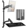 PUTORSEN Supporto da parete per monitor con ripiano per tastiera e supporto per PC, supporto da parete 3 in 1, stazione di lavoro regolabile in altezza e bracci completamente mobili, per schermi da 13-32