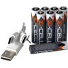 DZ 8x Batterie Ricaricabili AAA Ministilo Litio 1.5V, Pile Ricaricabili USB-C 750mWh, Ricarica Diretta, 4 Cavi Doppi Inclusi, per Telecomando e Mouse, Garanzia ITA