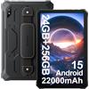 Blackview Active8 Pro Rugged Tablet, Dual 4G SIM Tablet Robusto, 24GB RAM + 256GB ROM, Batteria 22000mAh 33W, 10,36 pollici Tablets Android 15, 2,4K FHD+, fotocamera 48MP con ArcSoft, Nero
