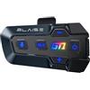 BLAISE GT1 - Cuffie Bluetooth per moto con suono stereo Hi-Fi | Intercom per casco da motociclista, con portata di 1000 m, doppio Bluetooth 6.0, condivisione musicale e mixaggio audio