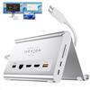 PULWTOP Air Docking Station Dual Monitor 4K@60Hz, PD100W,10Gbps USB A/C | Plug and Play, Docking Station USB C con Supporto Verticale, SD/TF per MacBook M5/M4 Pro/Air - Argento