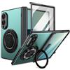 XKchatpt Cover magnetica pieghevole per Samsung Galaxy Z Fold 8, supporto girevole a 360°, con protezione articolare e schermo frontale (verde)