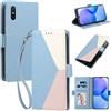 Generico DayQiQiPu Custodia per Xiaomi Redmi 9A/Redmi 9AT (6,53 Pollici) Cover in Pelle PU con Colori Dopamina Custodia a Portafoglio Ribaltabile Antiurto Caso con Cinturino da Polso, Celeste