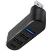 SEASJHBAY Mini hub USB 3.0 a 4 porte, splitter USB con connettore ruotabile a 180° | Mini hub USB 3.0 a 4 porte, connettore ruotabile a 180°, splitter USB compatto per laptop, auto e dispositivi compatibili.