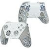 SHADOW BOOLT Set di impugnature per controller FLYDIGI, antiscivolo, multi-texture, assorbono il sudore, pretagliate, colore grigio cenere, blu metallizzato e bianco, compatibili con GameSir G7 Pro)