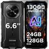 Luzglo Fire 5 Pro Rugged Smartphone, Android 16 Telefono Indistruttibile, 13000mAh, 24GB+128GB, Mediatek Helio G81 Octa-core, 13MP+8MP, NFC/Fingerprint ID/Face Unlock/GPS, Grigio