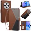 Generico DayQiQiPu Custodia per Xiaomi Redmi 14C 4G (6,88 Pollici) Cover in Pelle PU con Colori Dopamina Custodia a Portafoglio Ribaltabile Antiurto Caso con Cinturino da Polso, Marrone